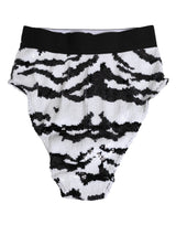 Dolce & Gabbana Black White Sequin High Waist Panty Underwear