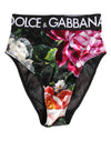 Dolce & Gabbana Black Floral Print High Waist PantyUnderwear
