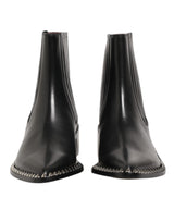 Dolce & Gabbana Black Leather Studded Men Short Boots Shoes