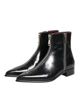 Dolce & Gabbana Black Calfskin Leather Men SHORT Boots Shoes