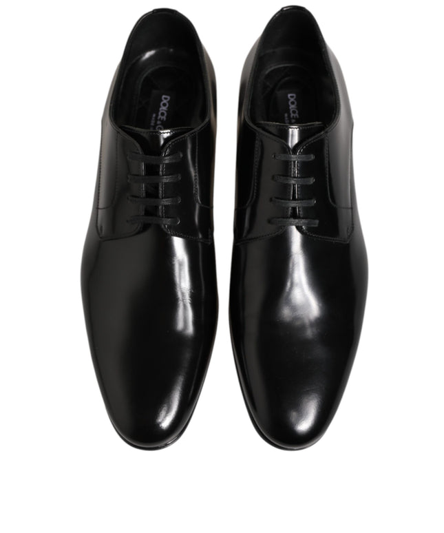 Dolce & Gabbana Black Calfskin Leather Derby Men Dress Shoes