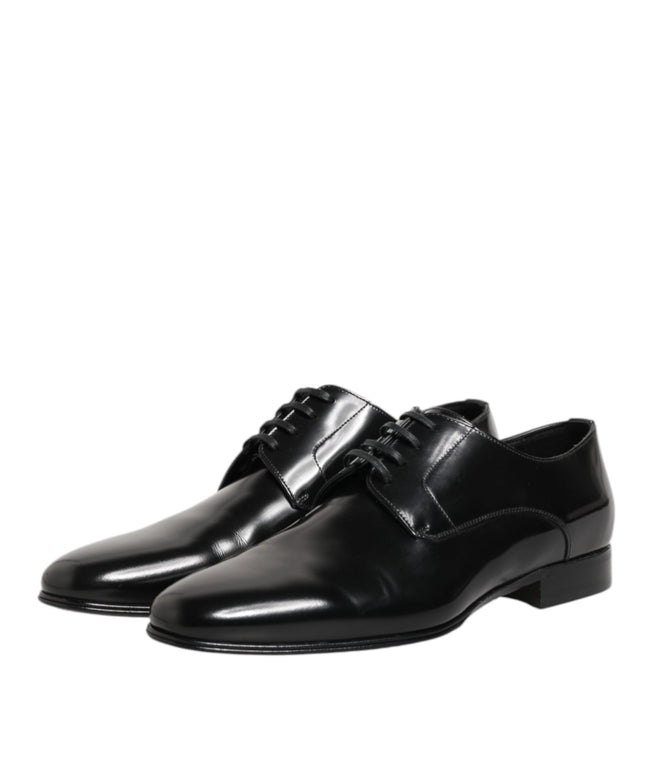 Dolce & Gabbana Black Calfskin Leather Derby Men Dress Shoes