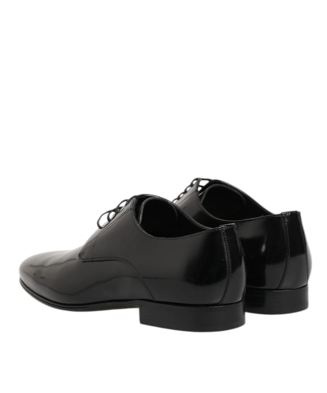 Dolce & Gabbana Black Calfskin Leather Derby Men Dress Shoes