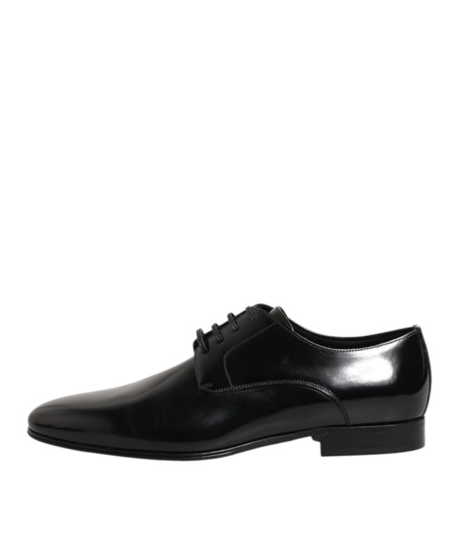 Dolce & Gabbana Black Calfskin Leather Derby Men Dress Shoes