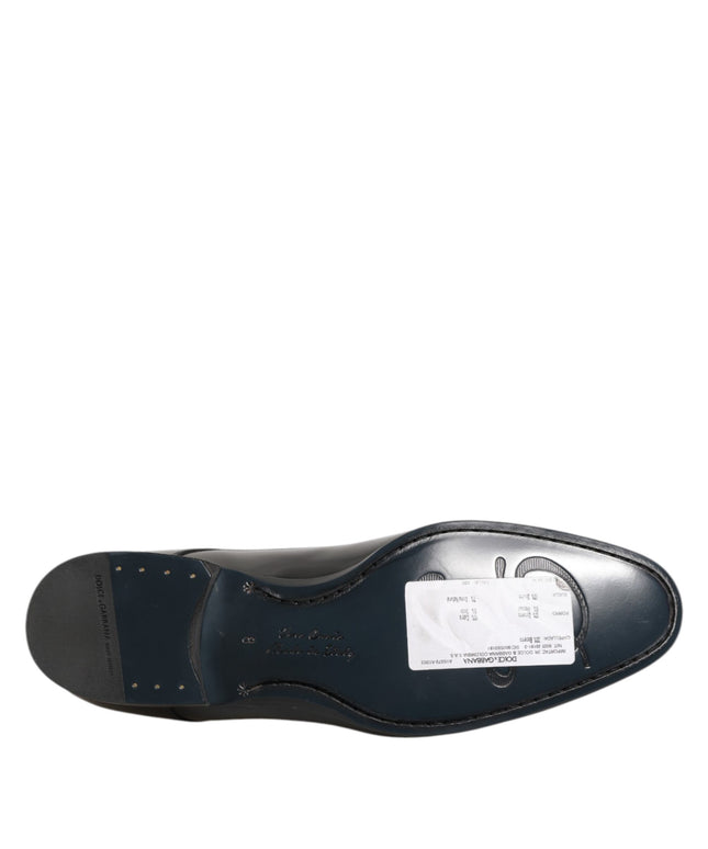 Dolce & Gabbana Black Calfskin Leather Derby Men Dress Shoes
