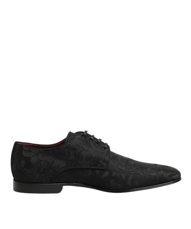 Dolce & Gabbana Black Brocade Lace Up Derby Men Dress Shoes