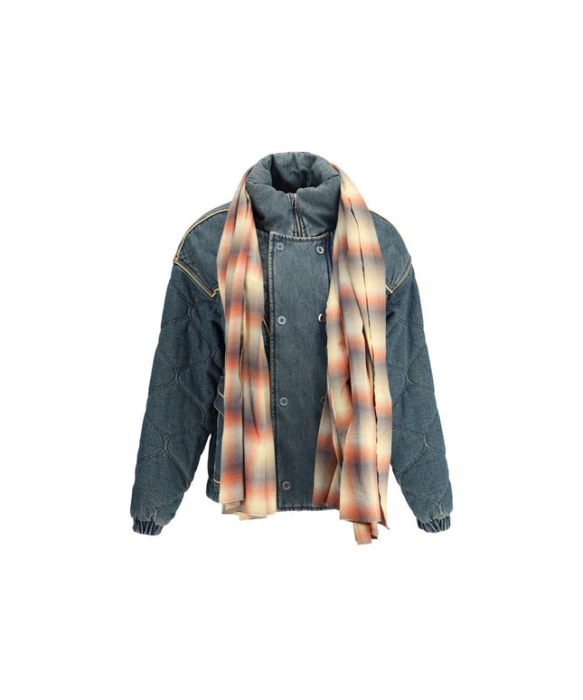 MARBELL Denim Down Jacket With Scarf
