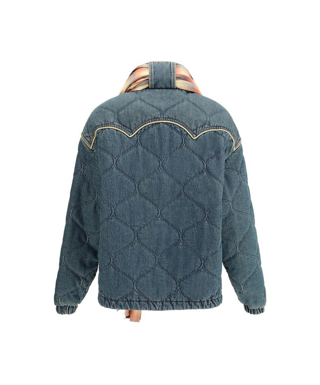 MARBELL Denim Down Jacket With Scarf