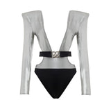 Dolce & Gabbana Gray Viscose One-Piece Swimsuit