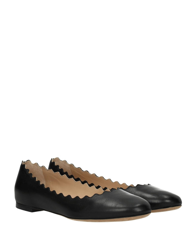 Chloé Black Leather Ballet Flats