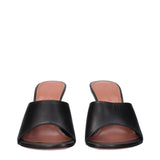 Amina Muaddi Black Leather Stiletto Heels Sandals