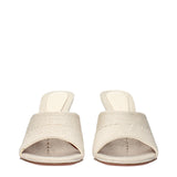 Amina Muaddi Beige Fabric Slippers Sandals