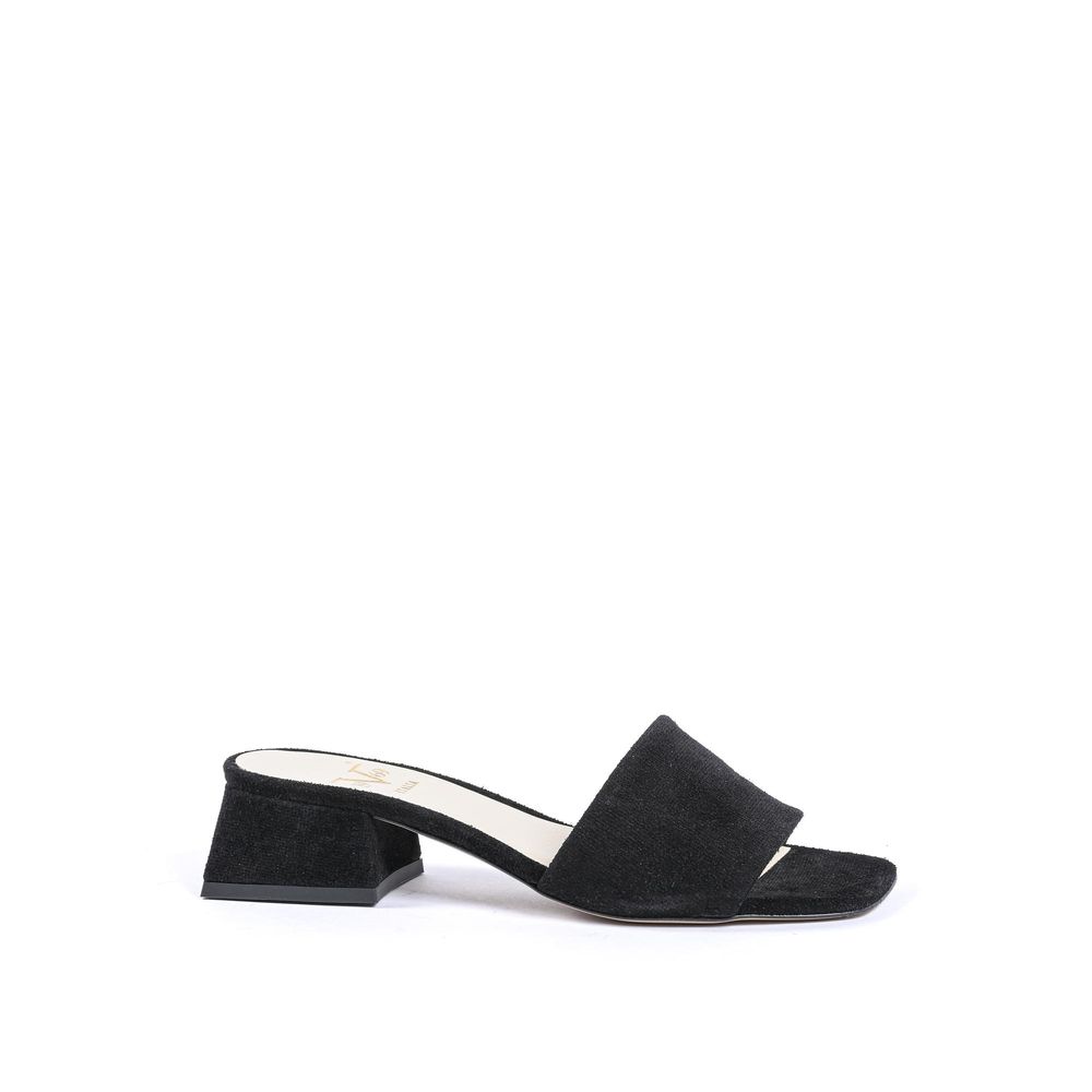 19V69 Italia Black Leather Sandal - Outfito.ae