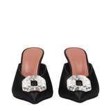 Amina Muaddi Black Satin High Heel Pumps