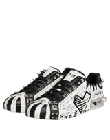 Dolce & Gabbana White Portofino Studded Men Sneakers Shoes