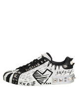 Dolce & Gabbana White Portofino Studded Men Sneakers Shoes