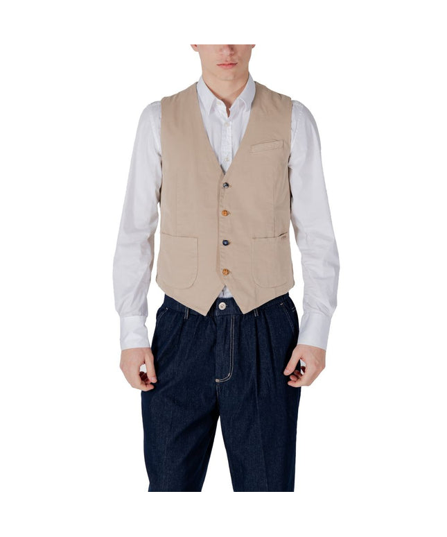 Gianni Lupo Beige Cotton Waistcoat