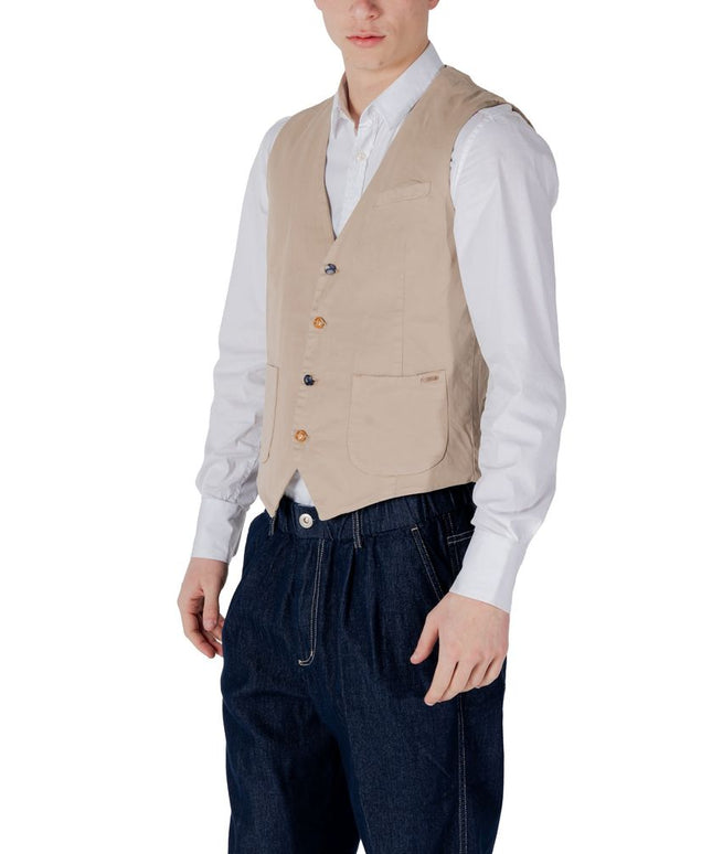Gianni Lupo Beige Cotton Waistcoat