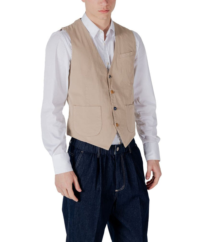 Gianni Lupo Beige Cotton Waistcoat