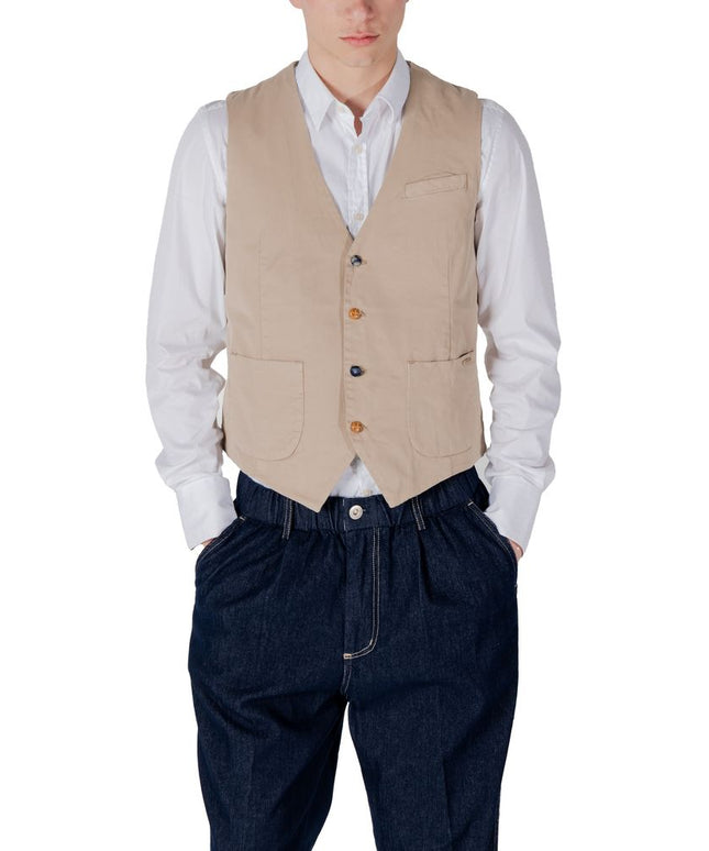 Gianni Lupo Beige Cotton Waistcoat