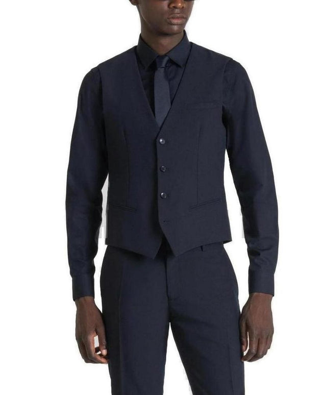 Antony Morato Blue Polyester Waistcoat