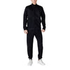 EA7 Emporio Armani Black Cotton Sweatsuit for men featuring a full-zip jacket and jogger pants, ideal for casual or athletic wear.