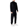 EA7 Emporio Armani Black Cotton Sweatsuit in a relaxed fit with ribbed cuffs and minimalist design, perfect for men’s sportswear fashion.