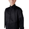 Close-up of EA7 Emporio Armani Black Cotton Sweatsuit jacket showing mesh-textured upper panel and subtle sleeve branding.