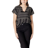 Jacqueline De Yong Black Viscose T-Shirt