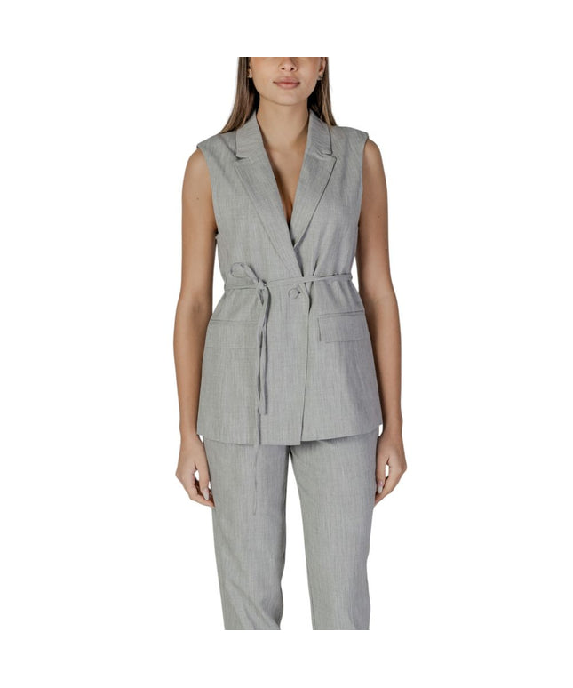 Vila Clothes Gray Recycled Polyester Waistcoat