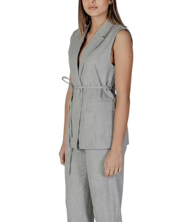 Vila Clothes Gray Recycled Polyester Waistcoat