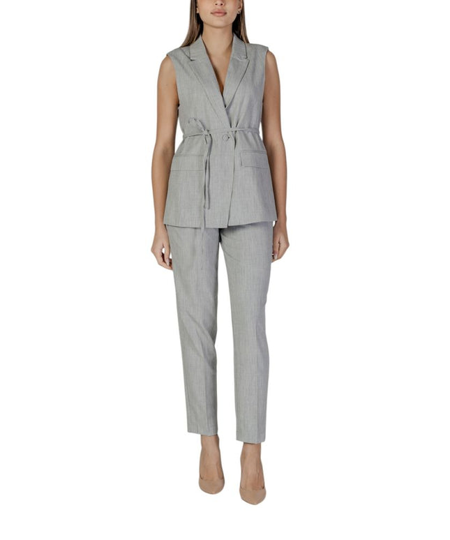 Vila Clothes Gray Recycled Polyester Waistcoat