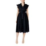 Vila Clothes Black Cotton Midi