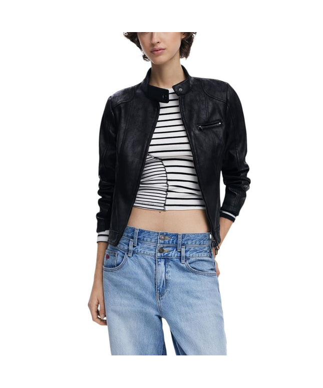 Desigual Black Polyester Jackets & Coat