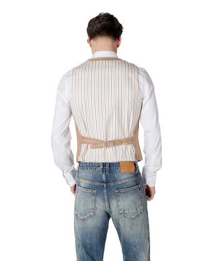 Gianni Lupo Beige Polyester Waistcoat