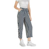 ICHI Blue Viscose Cropped Pant