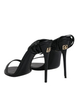Dolce & Gabbana Black Leather Stiletto Heels Sandals Shoes