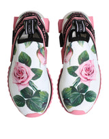 Dolce & Gabbana White Rose Print Sorrento Sneakers Shoes
