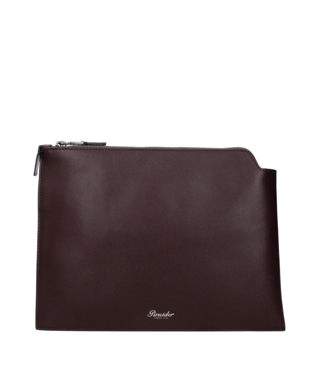 Pineider Brown Leather Clutch Bags