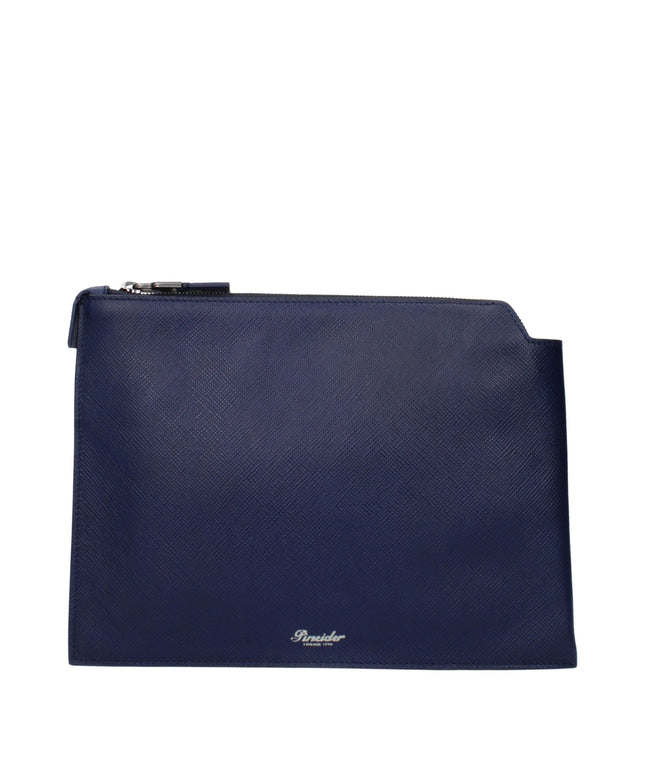 Pineider Blue Leather Clutch Bags