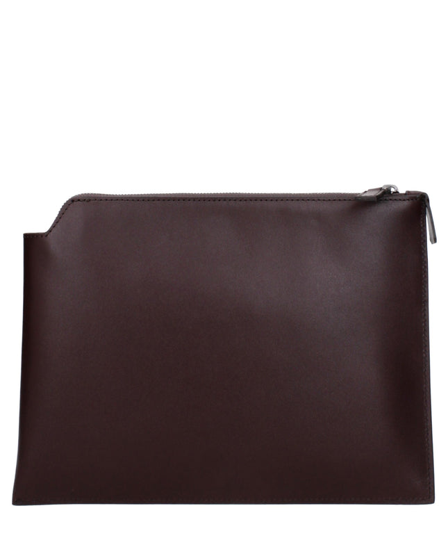 Pineider Brown Leather Clutch Bags