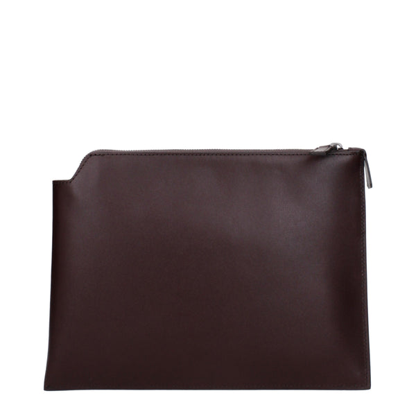 Pineider Brown Leather Clutch Bags