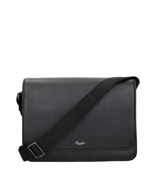 Pineider Black Leather Crossbody Bags