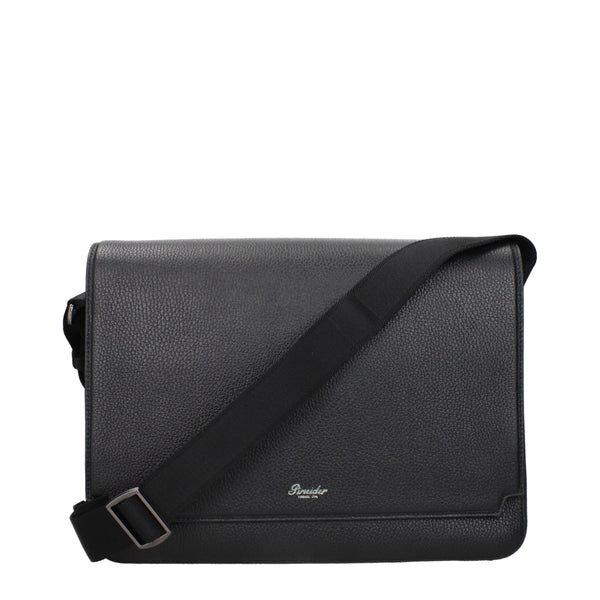 Pineider Black Leather Crossbody Bags