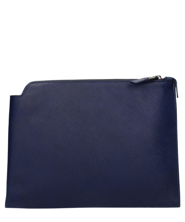 Pineider Blue Leather Clutch Bags