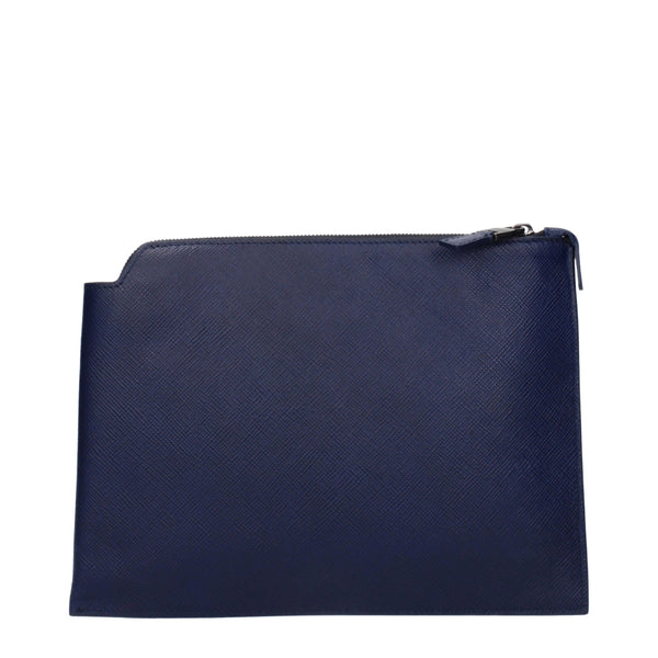 Pineider Blue Leather Clutch Bags