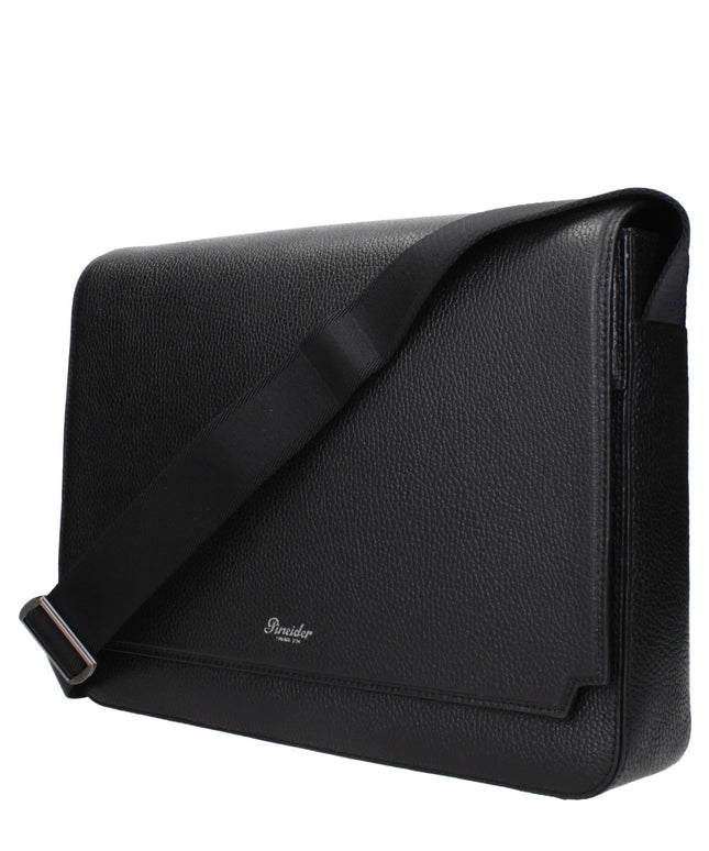Pineider Black Leather Crossbody Bags