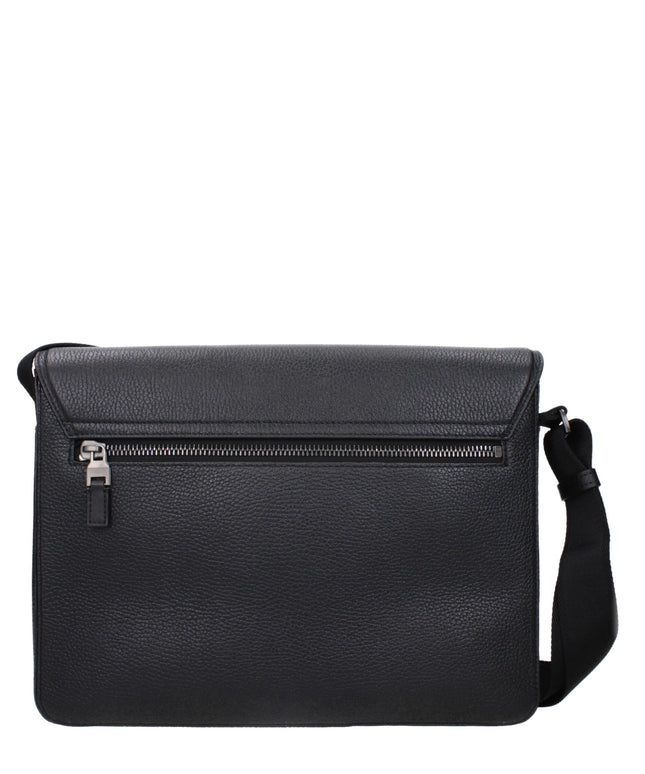 Pineider Black Leather Crossbody Bags