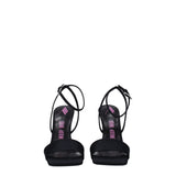 The Attico Black Satin Stiletto Heels Sandals