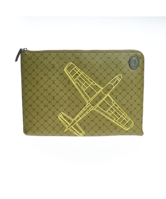 Trussardi Green Leather Men Clutch